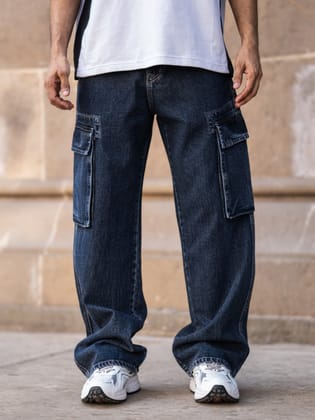 Baggy Navy Cargo Denim-30