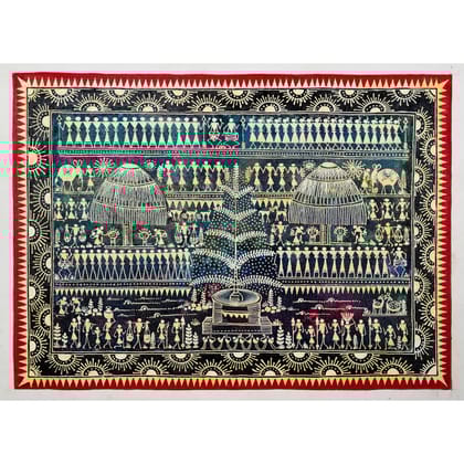 Authentic Classic Indian Traditional Unframed Hand Made Saura Painting (60.48X152.41)