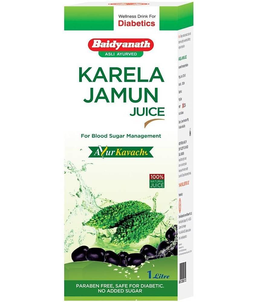 Baidyanath Karela Jamun Juice, 1 Litre, No Added Sugar Healthy Blood Sugar Management