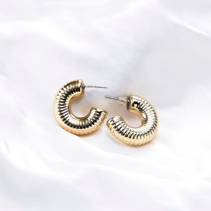 Sinuous Spiral Hoops Gold Plated Studs-Golden / Gold Plated / Free Size