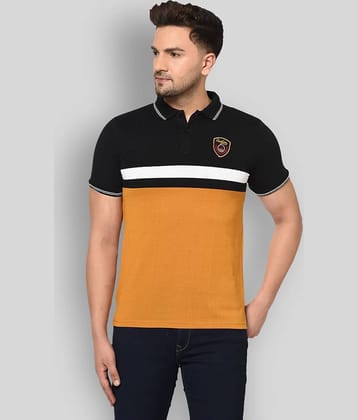 AUSTIN WOOD Pack of 1 Cotton Blend Regular Fit Colorblock Half Sleeves Men's Polo T Shirt ( Yellow )