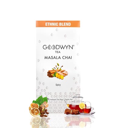 Goodwyn Masala Black Tea / Doodh Chai (100 Tea Bags) | Kadak | Made with Real Herbs & Spices | From Own Tea Estates | 100% Natural | Plastic Free | Low Caffeine Non Bitter Goodwyn Masala Black Tea / Doodh Chai (100 Tea Bags) | Kadak | Made with Real Herbs & Spices | From Own Tea Estates | 100% Natural | Plastic Free | Low Caffeine Non Bitter