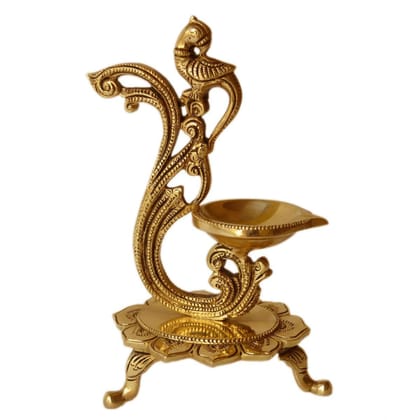 Brass Peacock Diya Jyoti Deepak Oil Lamp 1 Wick - Handcrafted Brass Deepak for Mandir Use, Height : 8 Inch (BSMAS1164 A) Brass Peacock Diya Jyoti Deepak Oil Lamp 1 Wick - Handcrafted Brass Deepak for Mandir Use, Height : 8 Inch (BSMAS1164 A)
