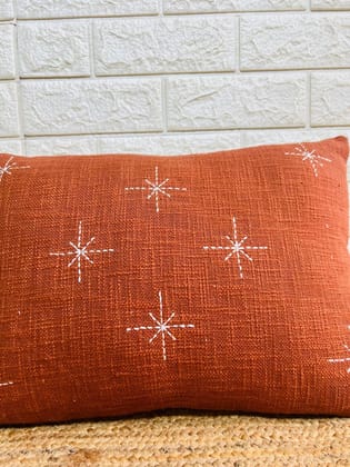Indihomecraft Handicraft Cotton Cushion Cover - Hand Stitched Embroidery Decorative Art Boho Pillow Star Shape Red Brick Hand Made Pillow Cover | Square Shape 14X20 Inches Cushion Cover Indihomecraft Handicraft Cotton Cushion Cover - Hand Stitched Embroidery Decorative Art Boho Pillow Star Shape Red Brick Hand Made Pillow Cover | Square Shape 14X20 Inches Cushion Cover