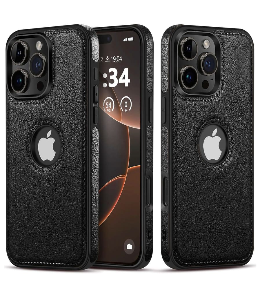 LIRAMARK PU Leather Flexible Back Cover Case Designed for iPhone 16 Pro Max