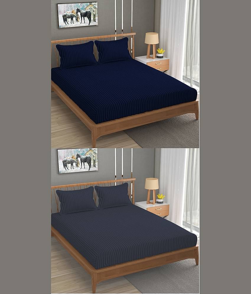 Homefab India Cotton Double Bedsheet ( Grey )