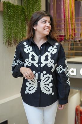 Ada Black Embroidered Shirt-S-XL