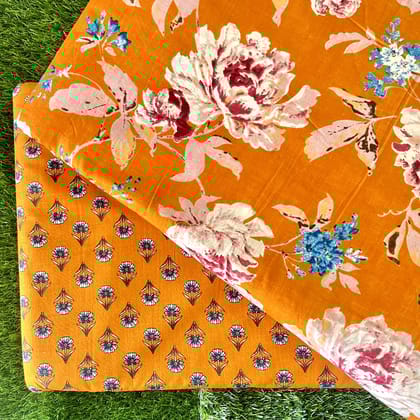 Pure cotton top and bottom set (2.5 mtr top, 2.5 mtr bottom)-As shown in picture / 2.5 mtr each / Pure cotton