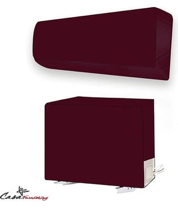 CASA FURNISHING Set of 2 Polyester Maroon AC Cover for 1.5 Ton Split AC