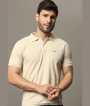XYRIS Pack of 1 Cotton Blend Regular Fit Solid Half Sleeves Men's Polo T Shirt ( Beige )