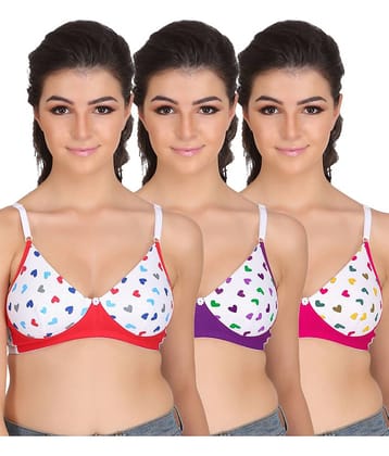Softskin Pack of 3 Cotton Non Padded Women's Shaping Bra ( Multi Color )