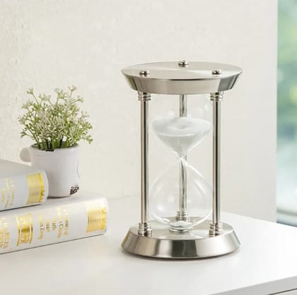 METALLIC HOURGLASS-Silver / Metal / H: 9 | L: 6 ( Inches)
