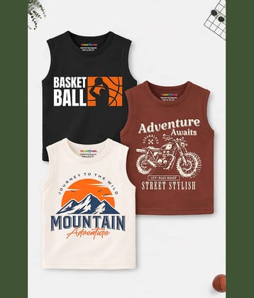 Trampoline Pack of 3 Boys Cotton Blend T-Shirt ( Multi Color )