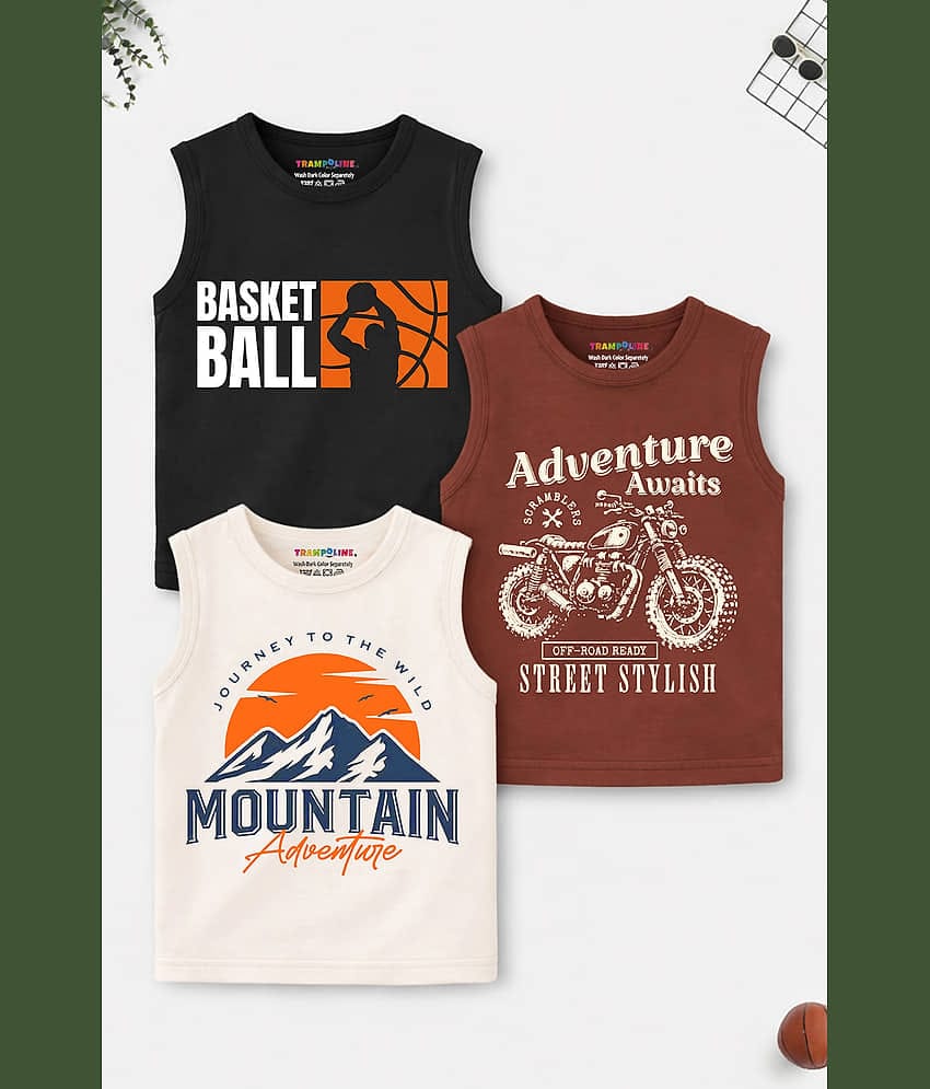 Trampoline Pack of 3 Boys Cotton Blend T-Shirt ( Multi Color )
