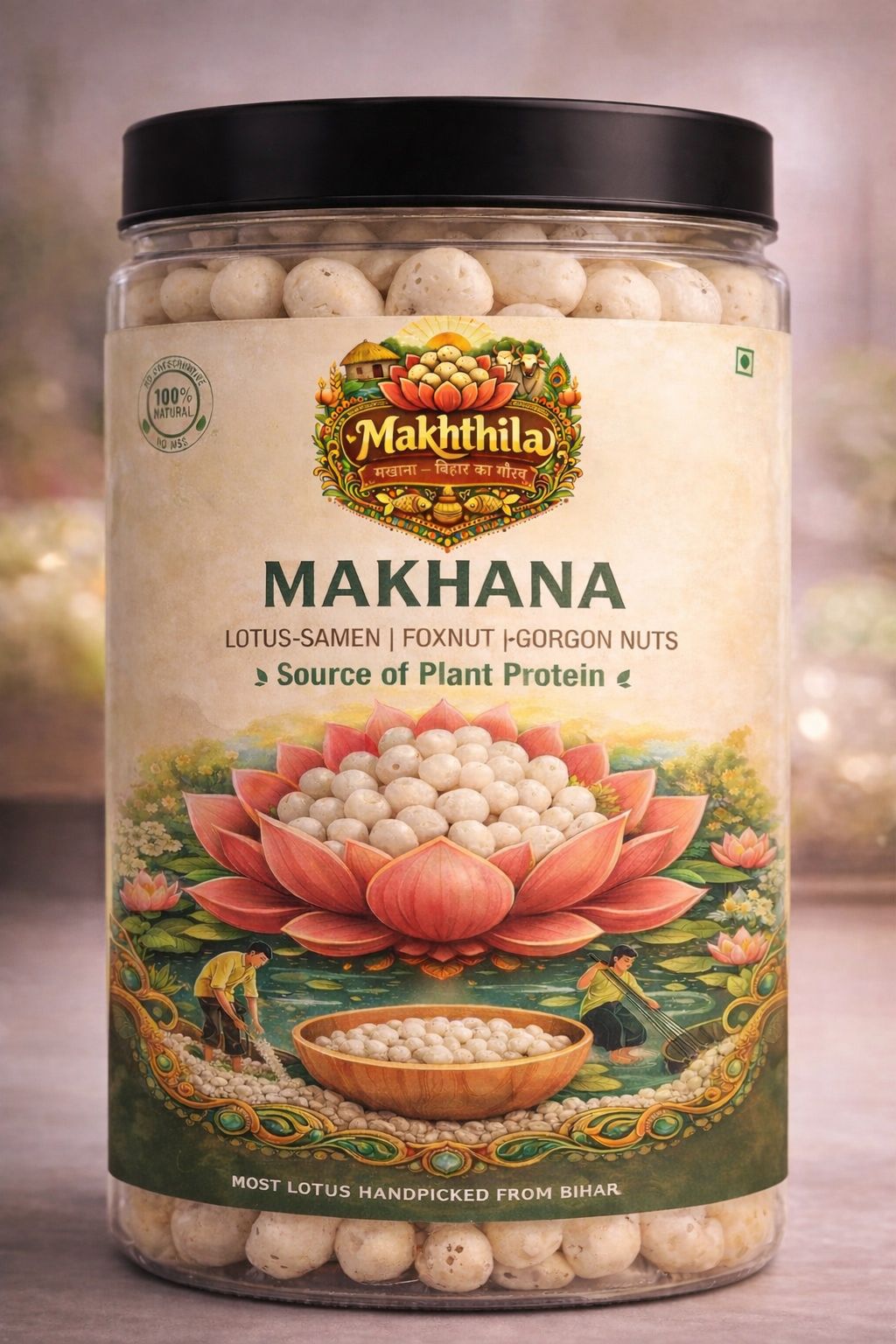 MAKHTHILA - Premium Plain Makhana (Lotus Seeds) – 100% Natural & Handpicked from Bihar