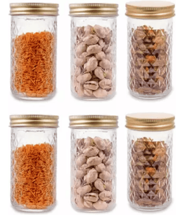 CROCO JAR - Gold Glass Food Container ( Pack of 6 )