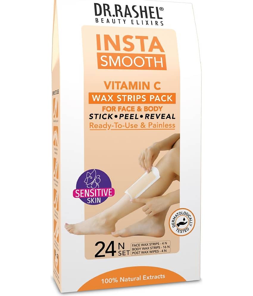DR.RASHEL Insta Smooth Vitamin C Wax Strip Face and Body for Men and Women(24 Strips)