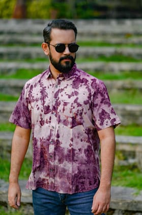 "White Delight: Jamun Color Printed Classic Design Stylish Shirt by GlamaStitch"-S