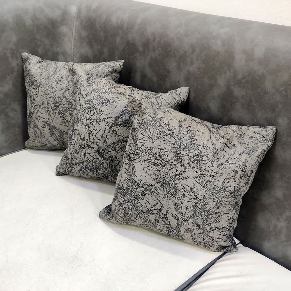 GOODVIBES Grey White Damask Self Design Woven Square 3 Cushion Covers Luxury Modern Pillow Cover for Sofa Living Room Bedroom |24X24 Inch Cushion Cover I