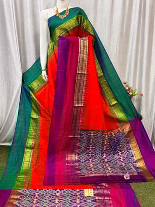 Pure Pochampally Ikkat Silk Kanchi Border Sari Online