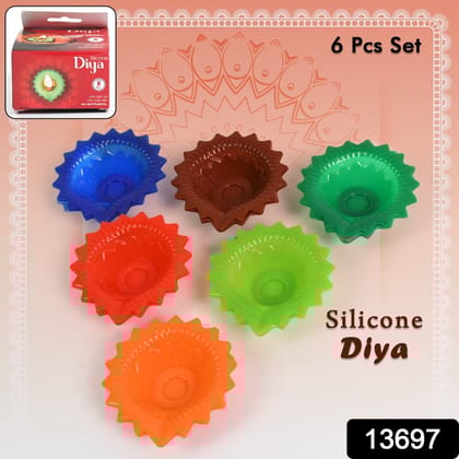 Silicone Diya for Diwali Attractive Design Colourful Diya Combo, Diwali (6 Pcs Set)