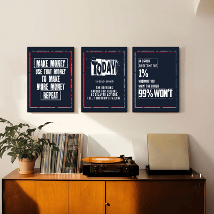 Self Motivational Inspired Quotes Wood Print Wall Art Set of 3-9 X 12 Inches Each / Pinewood Thickness: 6mm