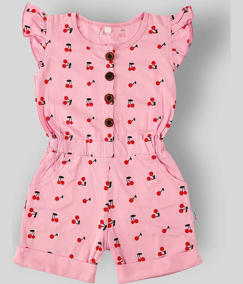 CATCUB Girls Cotton Jumpsuit ( Pack of 1 , Pink )