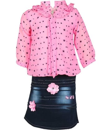 Cherry Tree Pack of 1 Girls Acrylic Top With Skirt ( Pink )