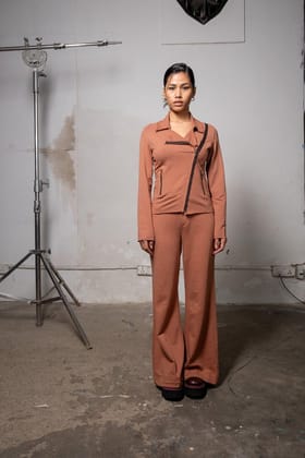 Deconstructed Biker Jacket - Caramel-XS