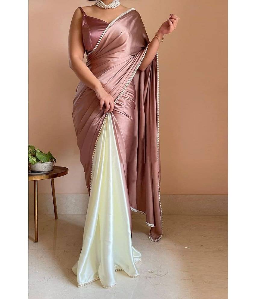Apnisha Satin Embellished Saree With Unstitched Blouse Piece ( Teal )