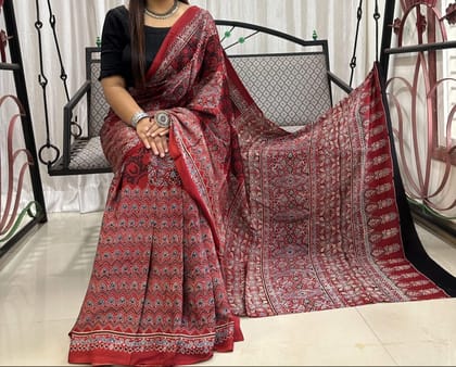 Ajrakh Print Modal Silk Style 30-Ajrakh Print