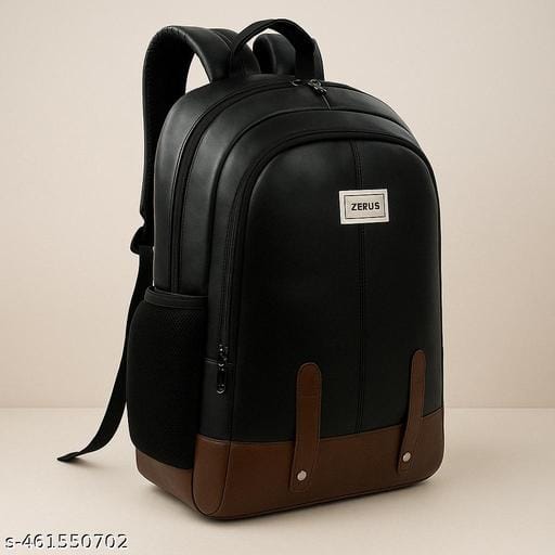 Size m 15 30l zerus black pu leather laptop backpack 156 office college travel bag for men women