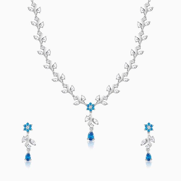 Silver Blue Daisy Set