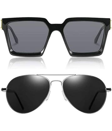 Kanny Devis - Black Rectangular Sunglasses ( Pack of 2 )