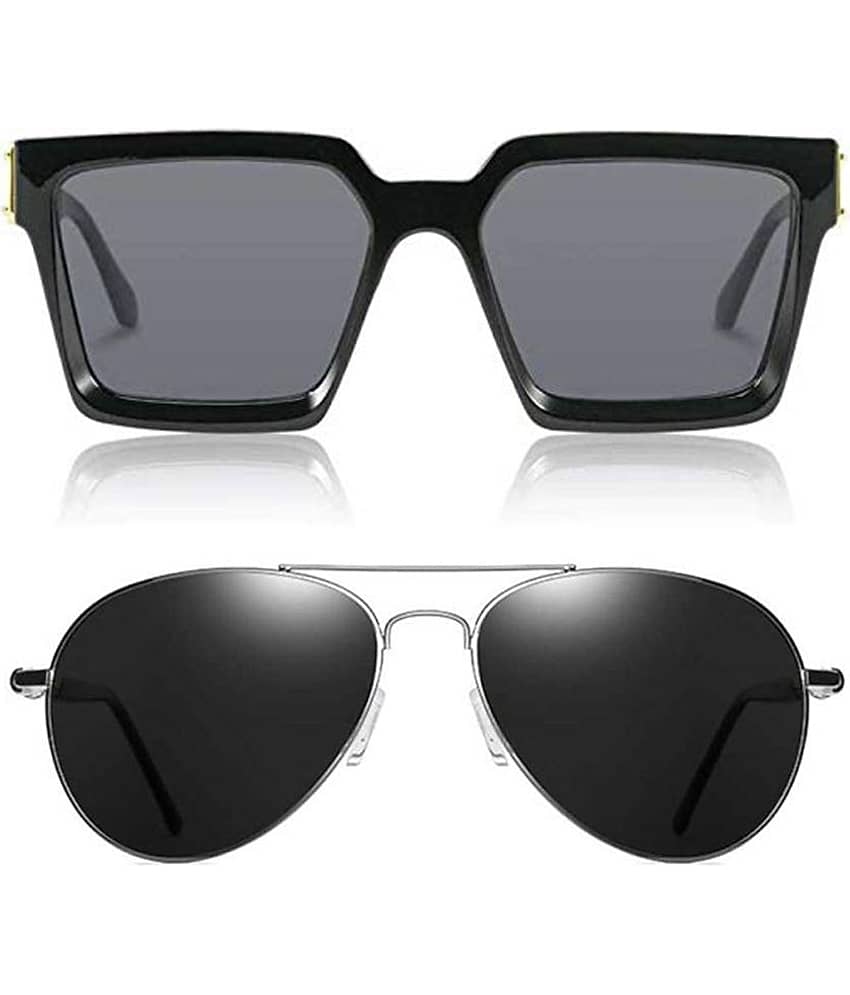 Kanny Devis - Black Rectangular Sunglasses ( Pack of 2 )