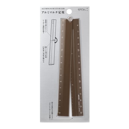 Midori Aluminum Multiple Ruler 30 cm - Brown
