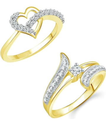 Vighnaharta Finger Shine Heart CZ Gold and Rhodium Plated Alloy Combo Ring set for Women and Girls [1076FRG-1002FRG] - [VFJ1234FRG13]