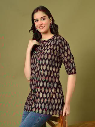 Ikat Shirt Style Tunic-XS / Black