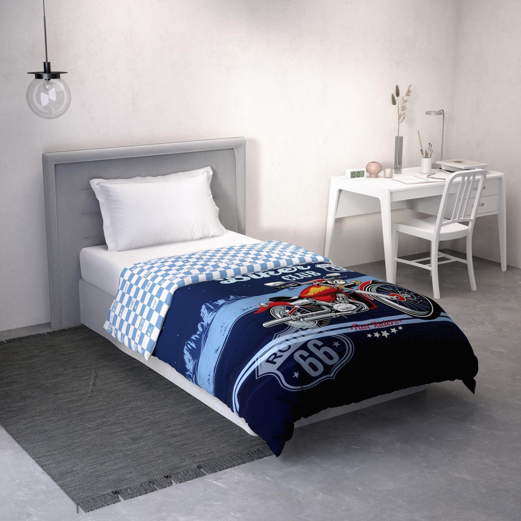 DDECOR - Little Brats Collection 100% Cotton Conversational Pattern 136TC Single Quilt|152 CM X 229 CM| - Blue