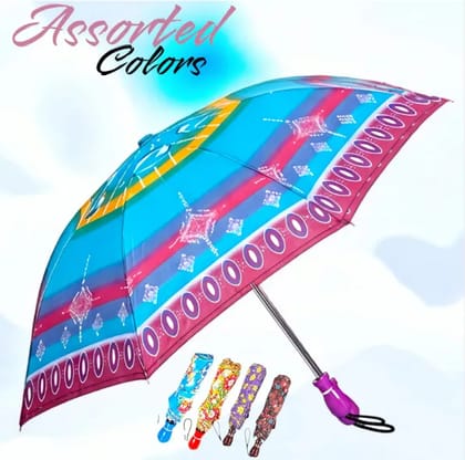 S V M 2 Fold Manual Umbrella For Rain Sun Wind ( Multi , Printed ).