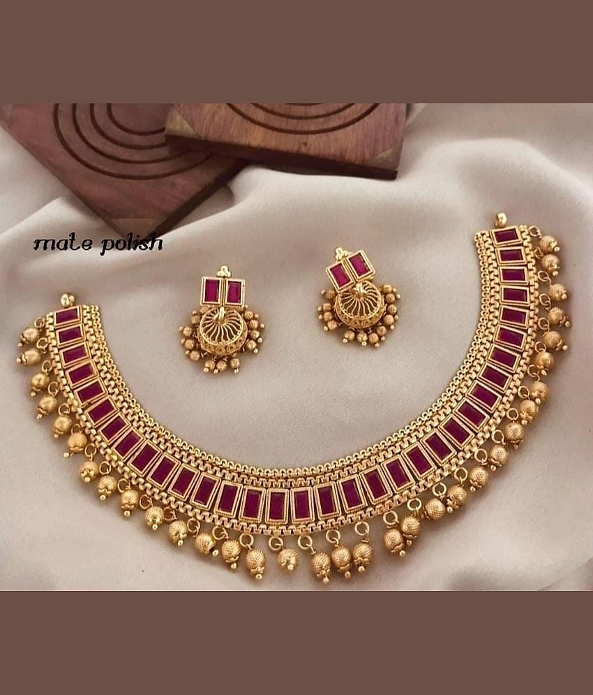 Padmavati Bangles Red Copper Necklace Set ( Pack of 1 )