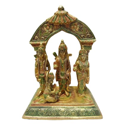 Brass Ram Darbar on Same Base Idol | Ram Parivar Murti for Mandir, Height : 12 Inch (BSMAS131)