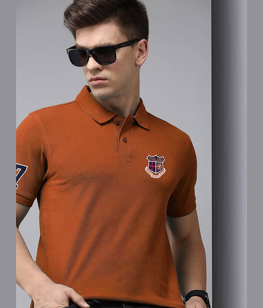 ADORATE - Rust Cotton Blend Regular Fit Men's Polo T Shirt ( Pack of 1 )