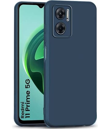 Case Vault Covers - Black Silicon Plain Cases Compatible For Redmi 11 Prime 5G ( Pack of 1 )