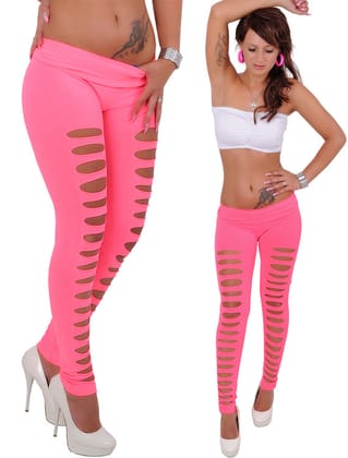 Kaamastra Shredded Panels Legging-Pink