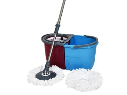 Effortless Cleaning: 360° Twin Bucket Spin Mop (ULTIMA) with Durable Steel Wringer & Quick-Dry Microfiber Heads