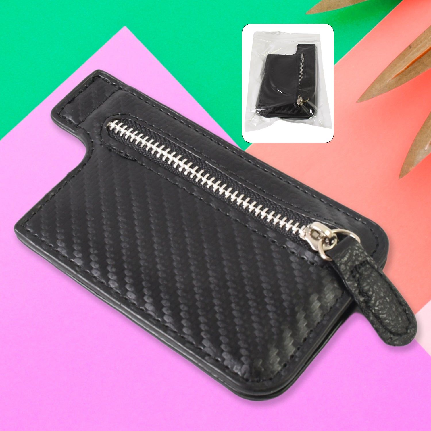 Black Adhesive Card phone Holder, Card Wallet Phone Attachment (1 Pc)