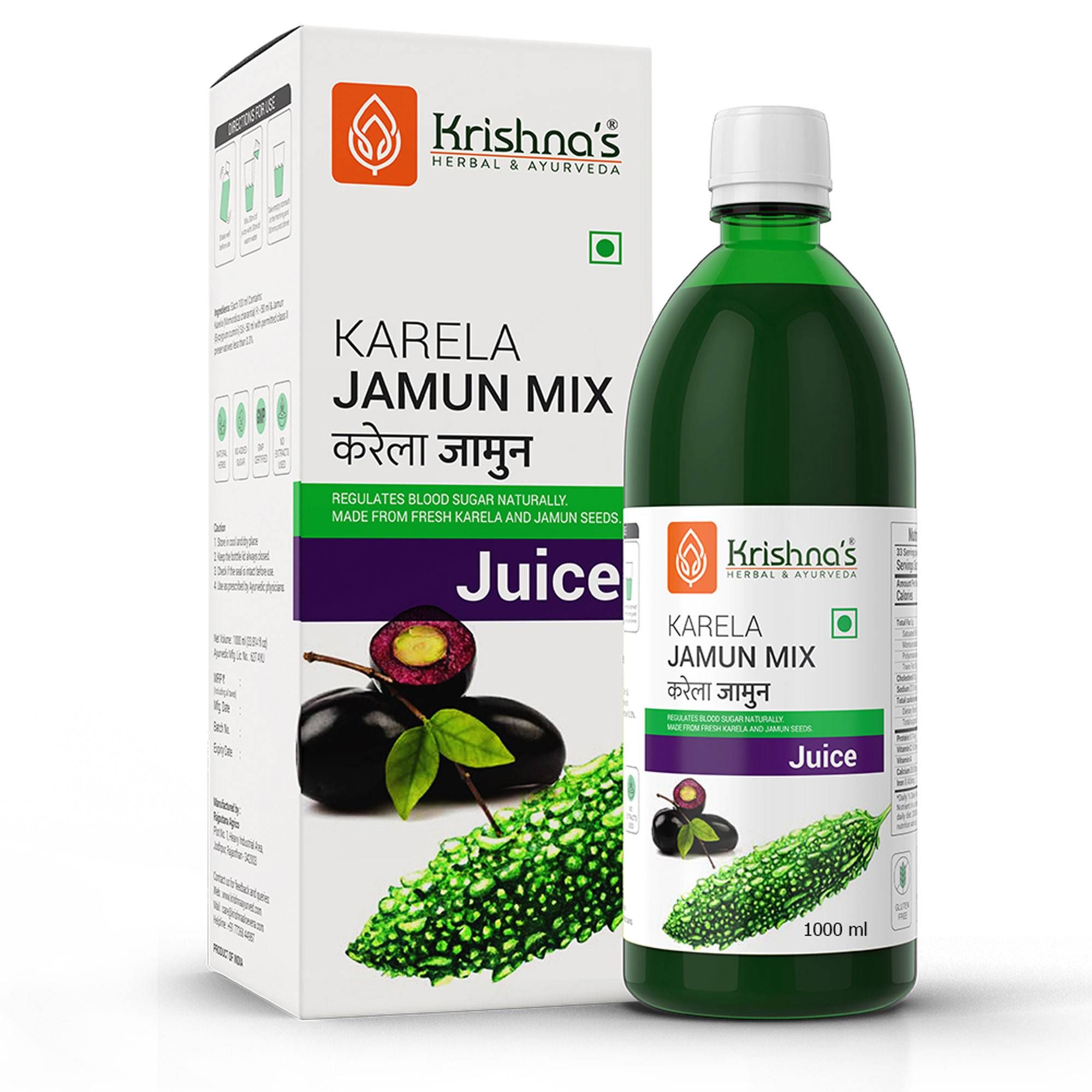 Krishna's Herbal & Ayurveda Karela Jamun Mix Juice  1000 ml Pack of 1