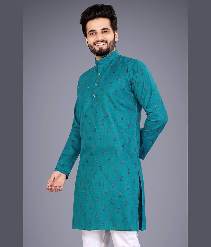 Nofilter Dark Green Cotton Blend Men's Regular Kurta ( Pack of 1 )