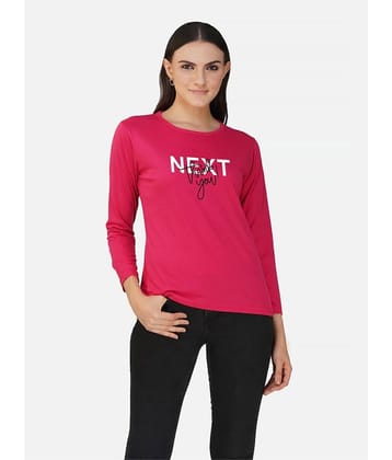 CHOZI Women Cotton Printed Regular Fit Round Neck T-Shirt ( Pink )